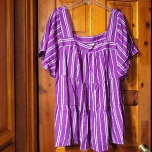 Terra& Sky Sz3x purple striped blouse